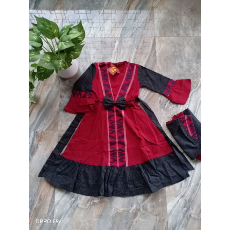 Gamis anak KEKE size 0 GM SR 181907 merah hitam