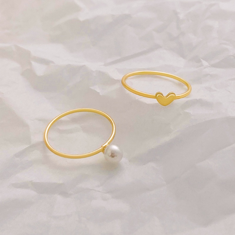 Set Cincin Mutiara Besar Bentuk Hati Untuk Wanita