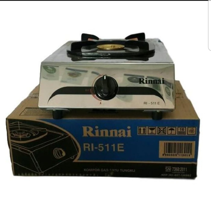 Rinnai RI-511E Kompor Gas 1 Tungku Stainless FREE Paket Miyako Selang Gas Meter