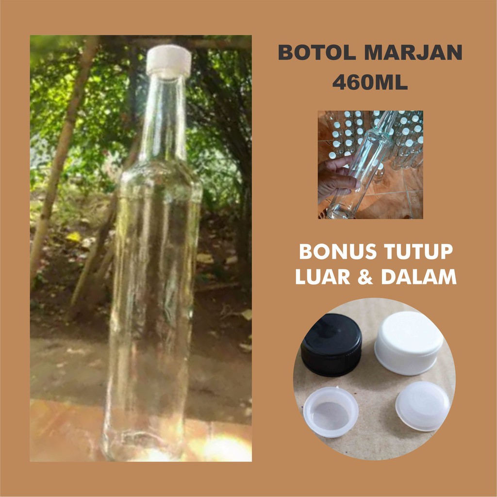 Botol Kaca 460ml Ex Marjan Bersih Steril Siap Pakai Wadah Madu Jamu Sabun