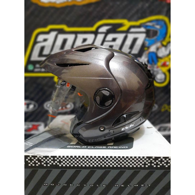 HELM INK FLASH DOUBLE VISOR GUNMETAL HELM TOURING DOBEL VISOR INK FLASH ABU ABU HELM INK TOPI ORI