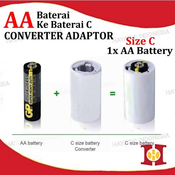 Converter Batery Batere AA To C D Adapter Baterai A2 Ke Tanggung Besar