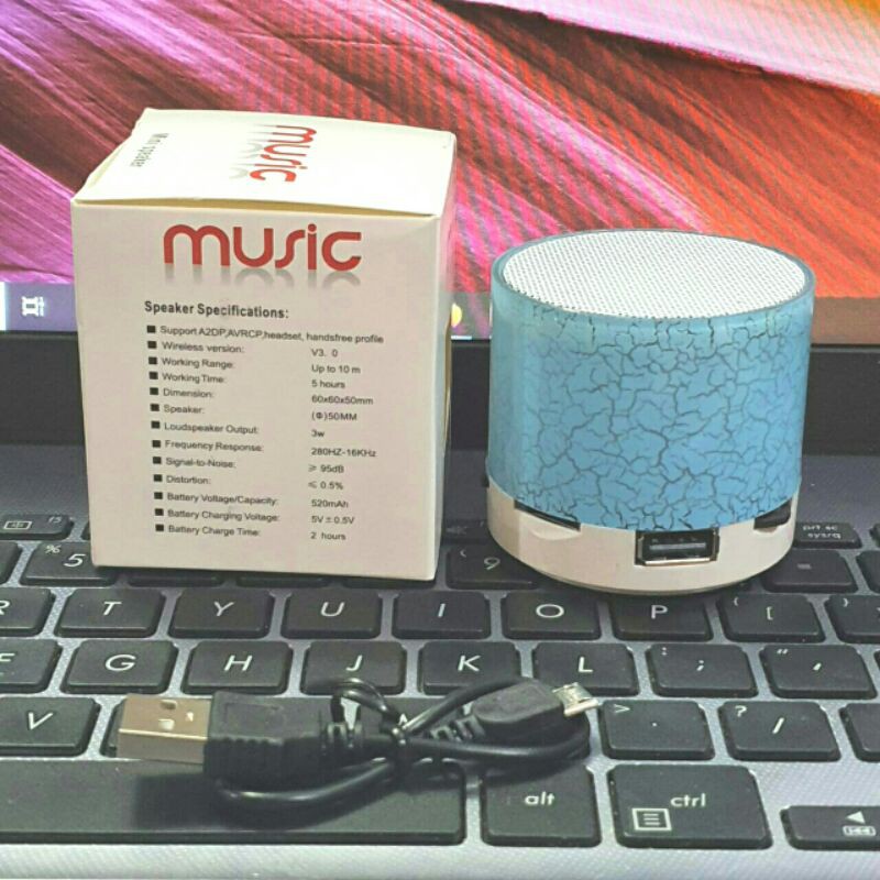 Speaker Bluetooth Model Kaca Retak / Portable Speker Mini Music Box LED S10 Lampu disco Kedap Kedip