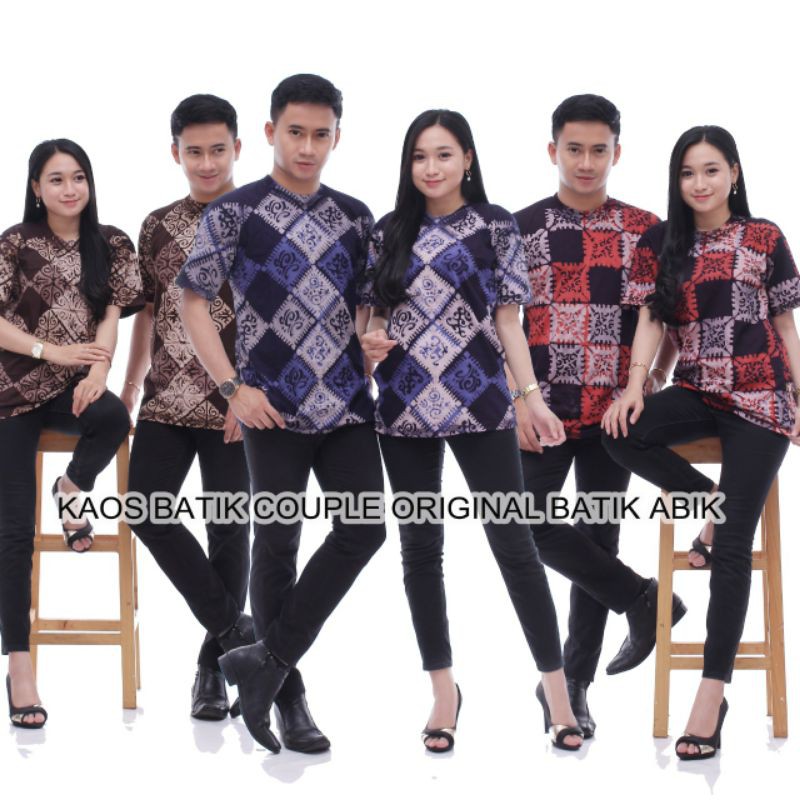 T-SHIRT COUPLE MOTIF BATIK CAP KATUN OVERSIZE XXXL JUMBO TERLARIS