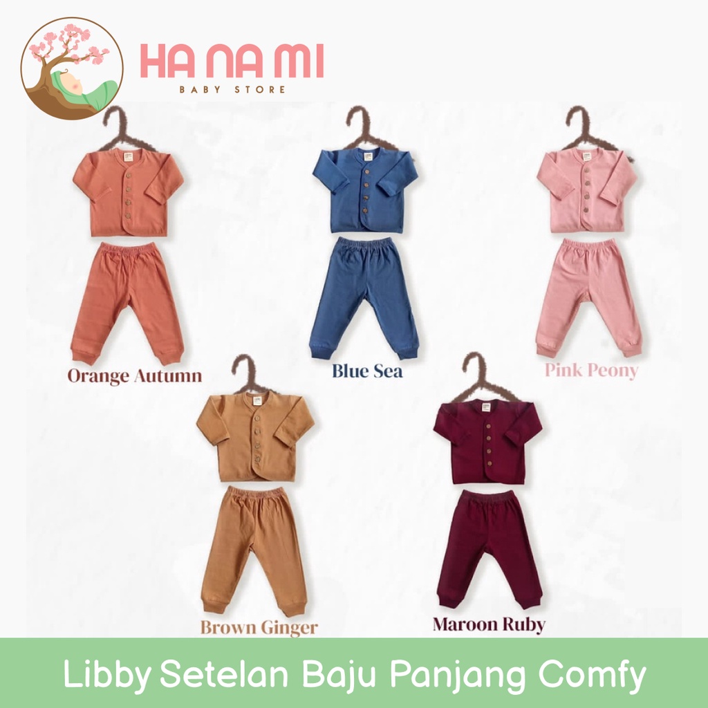 Libby Earth Series Comfy Set Kombinasi | Setelan Baju Panjang Bayi