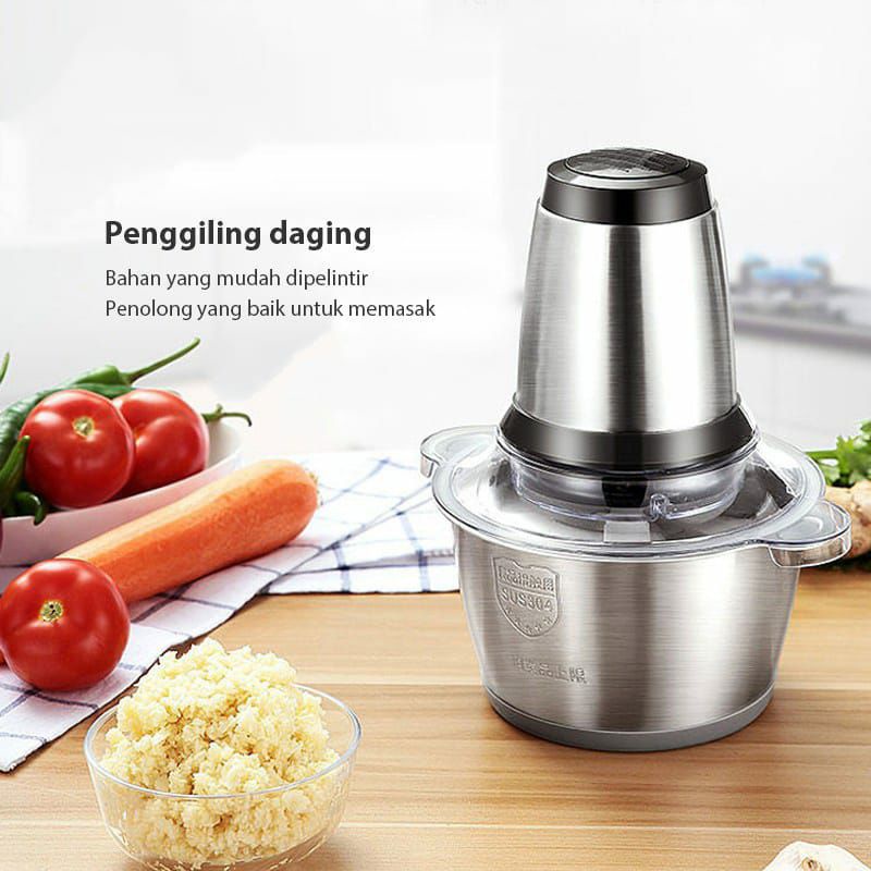 Blender Elektrik Stainless Steel Chopper Penggiling Daging Meat 2L