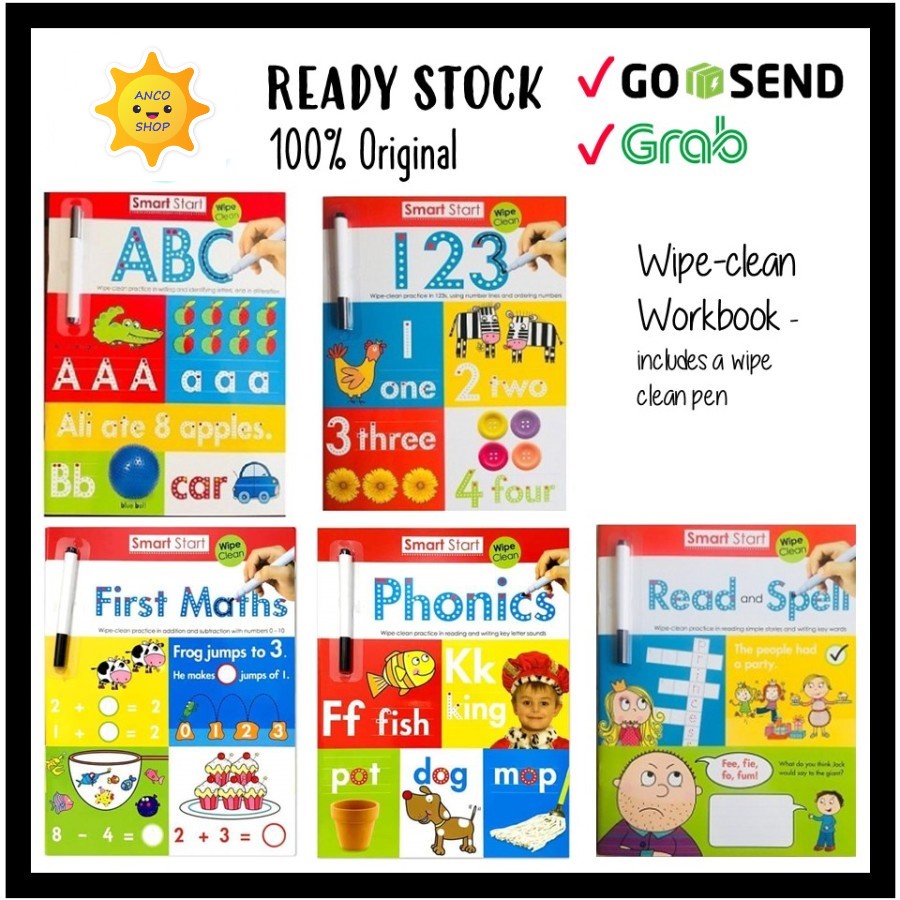 Smart Start Wipe Clean Workbook ABC 123 Phonics First Math Read Spell