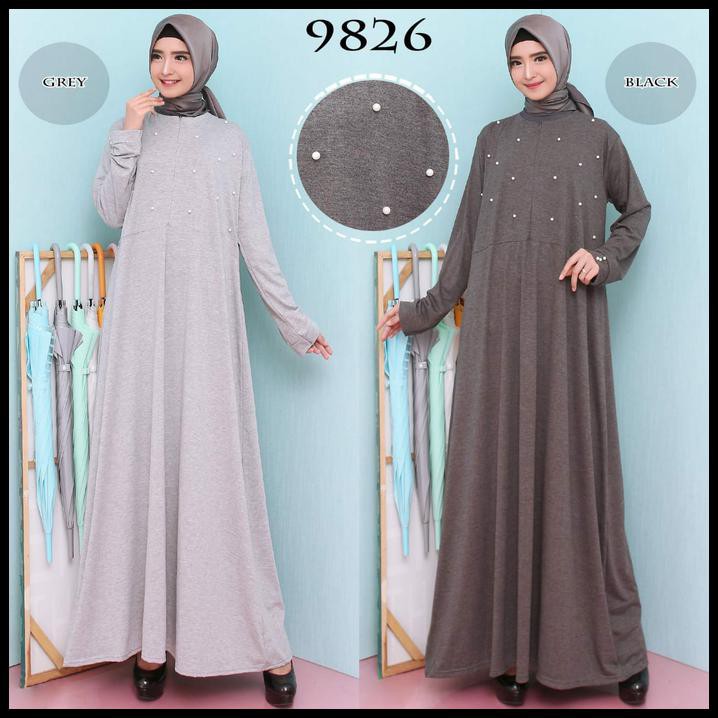 Baju Gamis Wanita Terbaru Gamis Jumbo Kaos Misty Mutiara L-Xxxl 9825 - Abu Tua, Xxl-Xxxl By Anisa