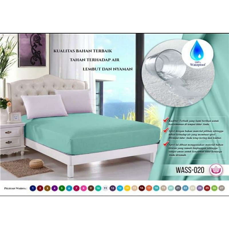 Sprei Waterproof 100x200 Anti Air Kualitas Premium Tersedia Pilihan Tinggi Kasur/Karet 20 CM, 30 CM, 40 CM Bahan Import-Tosca