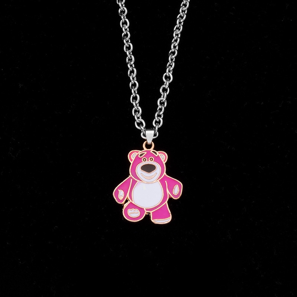 【COD Tangding】Kalung Liontin Kartun Beruang Strawberry Untuk Anak Perempuan