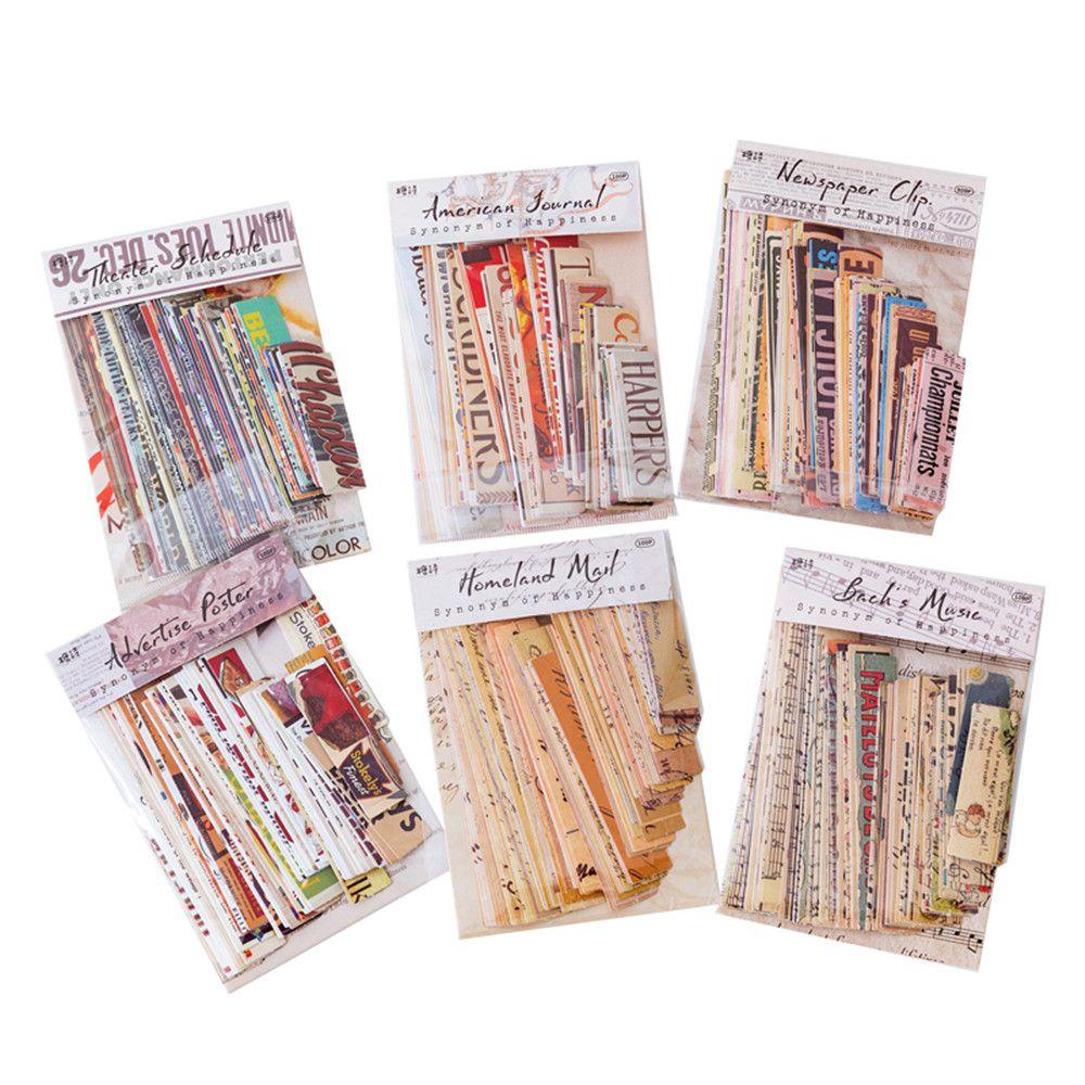 R-flower 100Pcs/Bag Strip Panjang Vintage Stationery Stiker DIY Tangan Akun Bahan Stiker