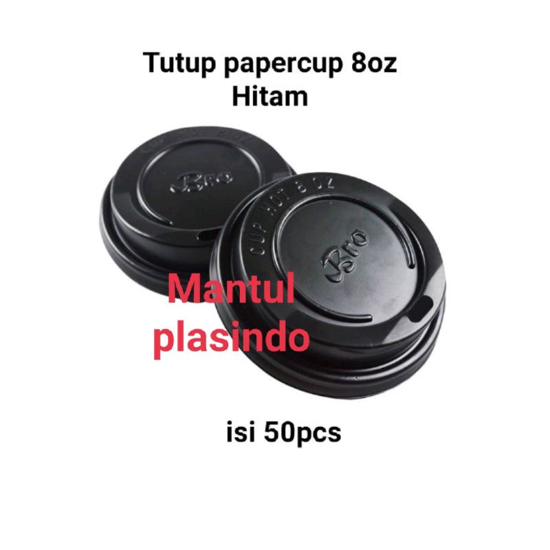 isi 50pcs Tutup paper cup 8oz / 9oz Hitam