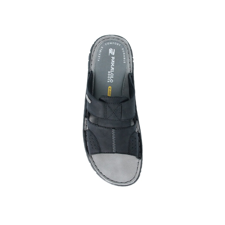 SANDAL SLIDE PAKALOLO PRIA ORIGINAL CASUAL KULIT ASLI HITAM PB19