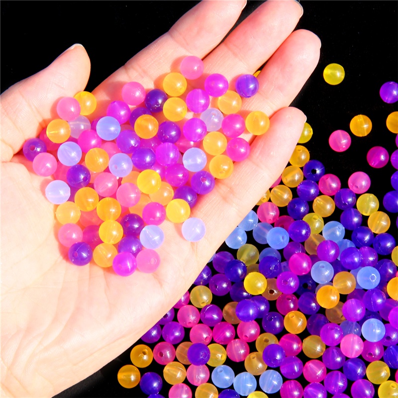 100 Pcs/lot 8 Mm Bulat Bola Ultraviolet Matahari Warna Berubah Longgar Spacer Manik-manik untuk Perhiasan Menandai DIY Pesta Bercahaya Alat Peraga