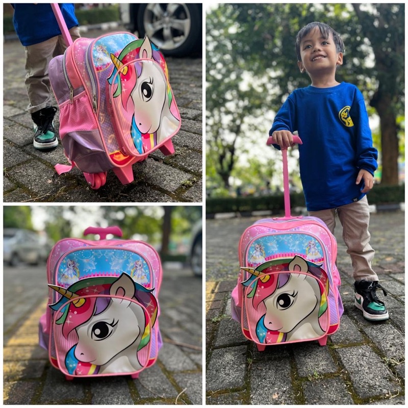 Tas 3D Timbul Koper Ransel Anak Sekolah SD Trolley Dorong Troli / Tas troli anak laki laki / tas troli anak perempuan / tas troli anak