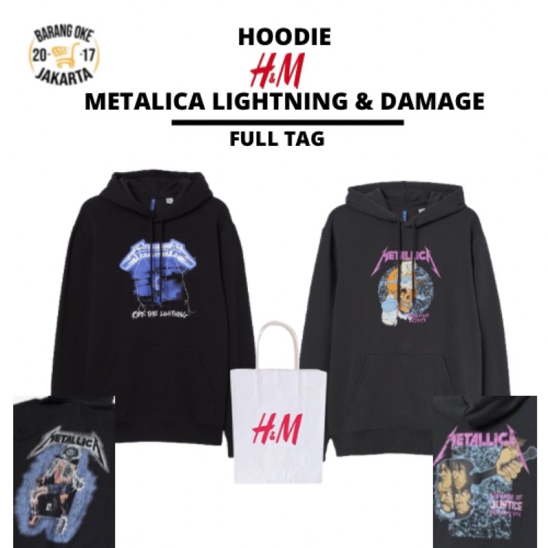 COD SALE 11.11 Hoodie Sweater Pria Wanita HnM Jaket Unisex Metalica Lightning and damage justice