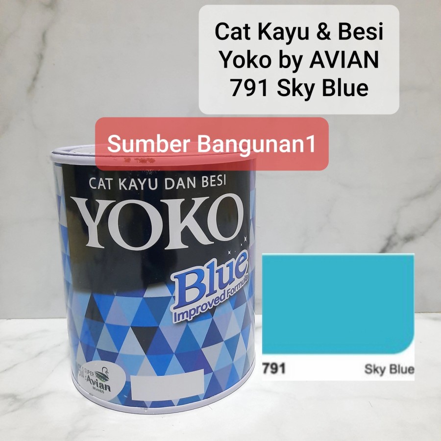 Cat minyak kayu besi 791 sky blue Yoko Avian biru muda lis gypsum