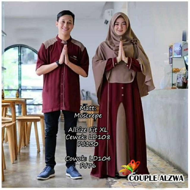 CP ALZWA, COUPLE PASANGAN, MOSCREPE, GAMIS HIJAB MUSLIM, MAXY DRESS