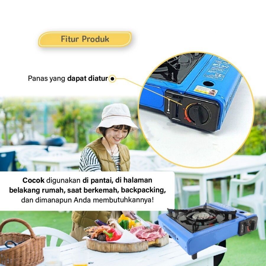 Kompor Gas Portable WELHOME  2 IN 1 Gas Elpiji Dan Gas  Kaleng - SNI