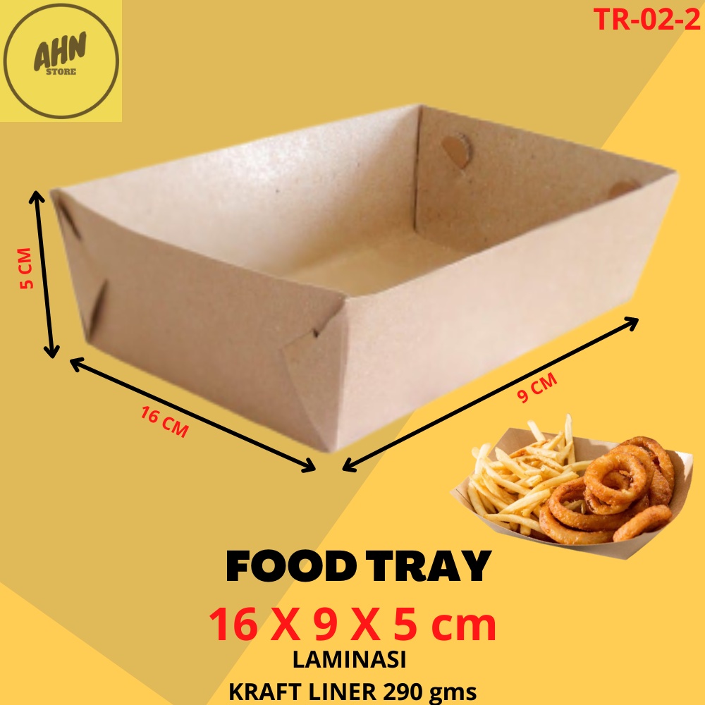 

KARDUS BOX WADAH FOOD TRAY KOTAK MAKANAN / PIRING KERTAS KARTON KENTANG SNACK NASI MIE 16x9x5 CM