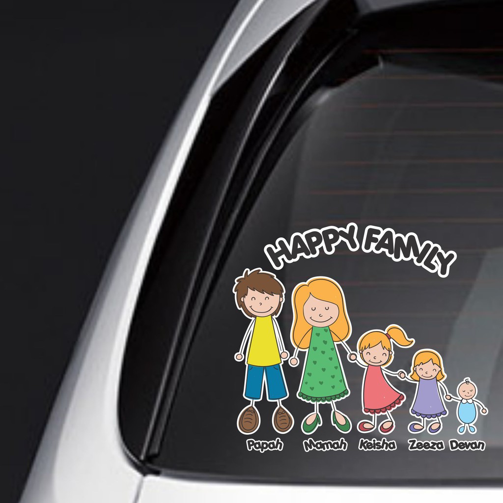 Sticker Mobil Custom Happy Family Keluarga Anak Full Color 001
