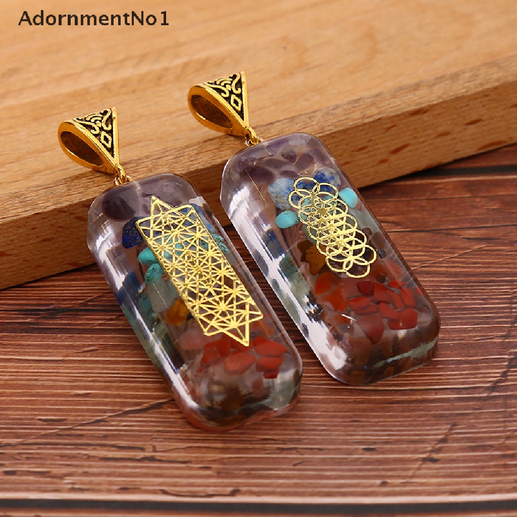 (AdornmentNo1) 1pc Kalung Tali Liontin 7Chakra Orgonit Resin Handmade Untuk Penyembuhan Energi