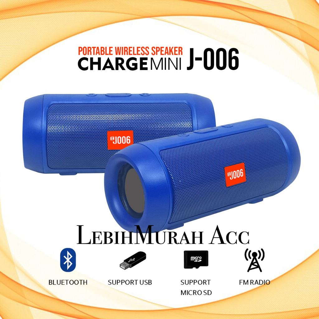 Speaker Bluetooth Charge Mini 2+ J006 Wireless Speaker Aktif Samping Kiri Kanan Karet