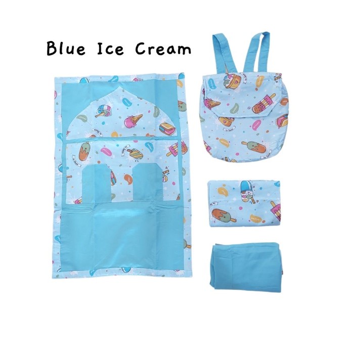 (PROMO) MUKENA ANAK RANSEL DAN POUCH 1-8 TAHUN - ransel ice, S