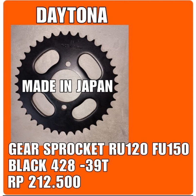 DAYTONA GEAR BELAKANG SPROCKET SATRIA RU120 FU150 BLACK 428-39T