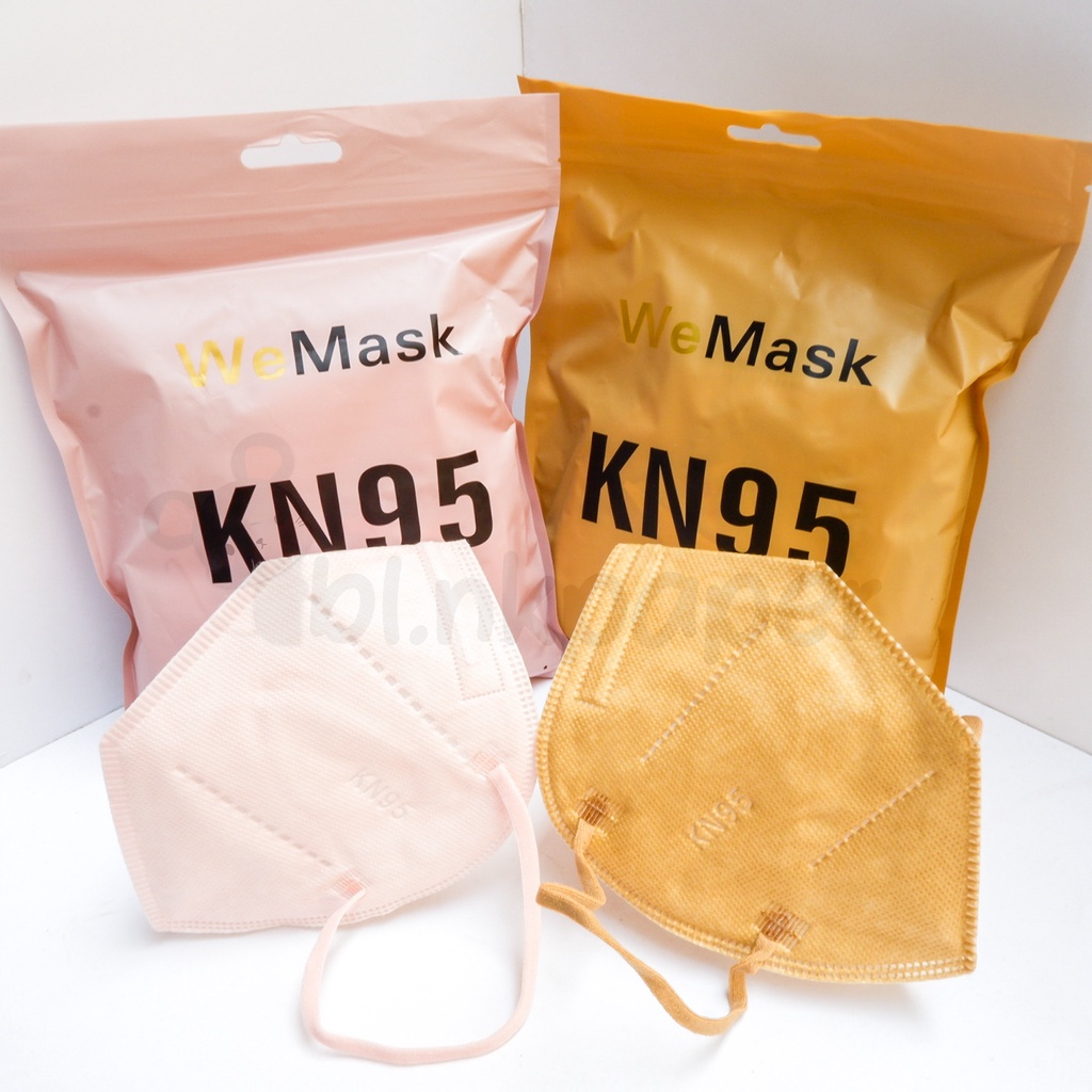 MASKER KN95 WARNA WEMASK CAREION ISI 10 PCS TALI SENADA ORIGINAL 5 PLY SHRIMP PINK GOLD YELLOW NUDE