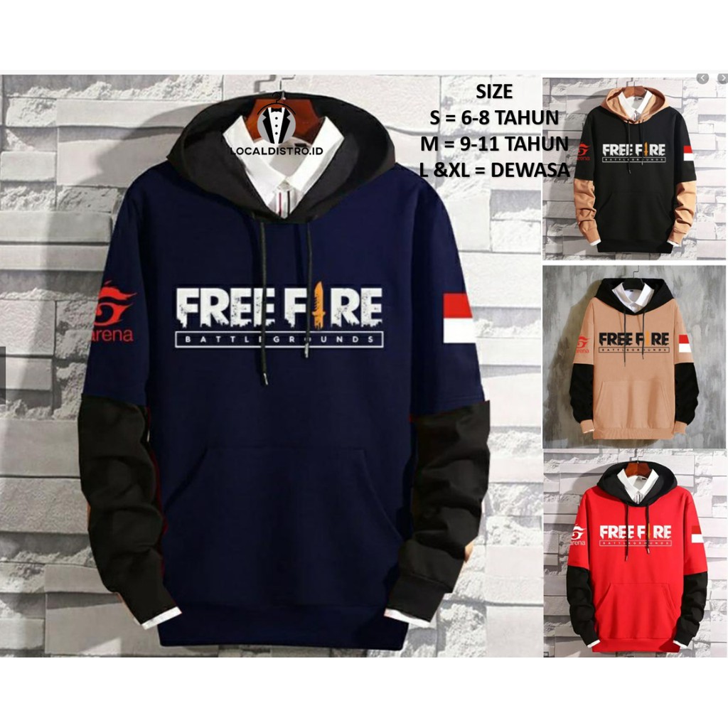 Jaket Sweater Hoodie Anak  Dan  Dewasa | sweater FF | Hoodie Free Fire | Sweater Gaming COD