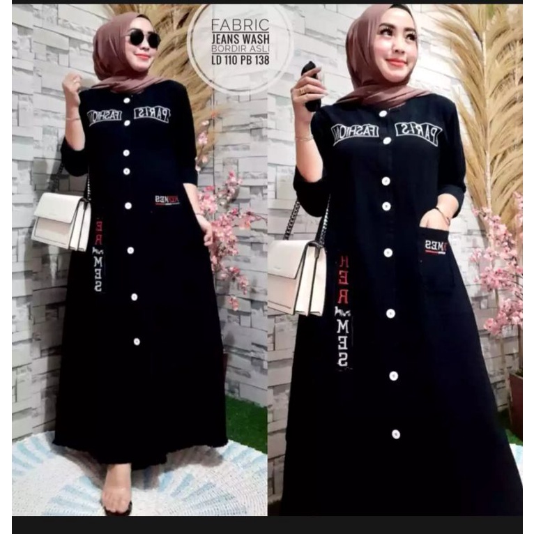 GAMIS LEVIS CANEL/ GAMIS LEVIS POLO/.BAHAN JEANS /GAMIS JEANS/ GAMIS MUSLIM / GAMIS LEVIS TERBARU