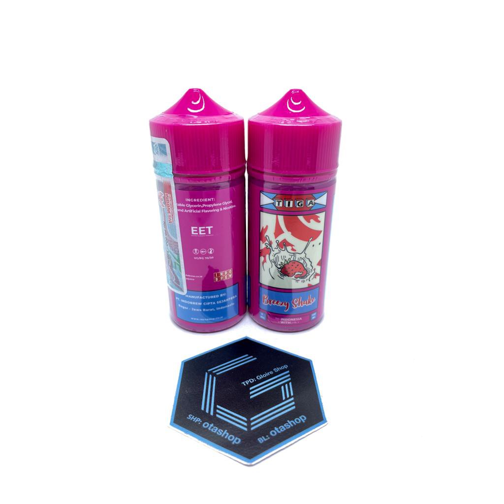 Tiga BREEZE SHAKE by Indo Brew 100ml 3mg 6mg liquid strawberry milkshake premium vape vapor lokal