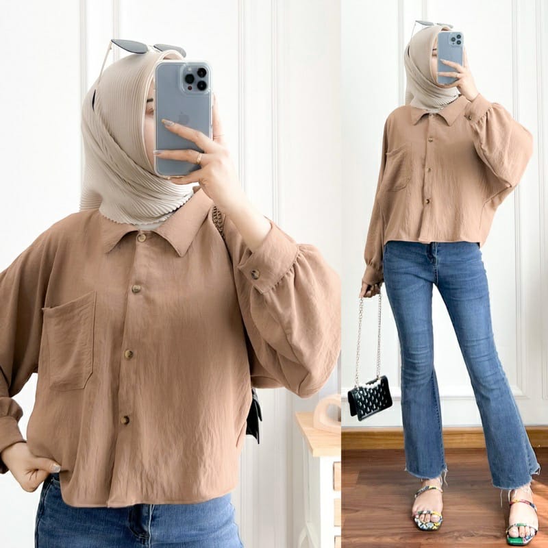 (MSB) KEMEJA SISY OVERSIZE CROP TOP DAILY BUSUI WANITA BLOUSE AIRFLOW