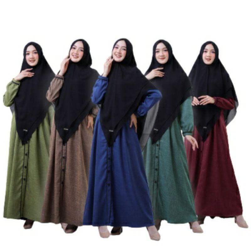 Yasmeera Dress Wanita Dewasa Ezra Dress 2.0 Gamis Muslim Bahan Linen Luxury dan Katun Toyobo Ukuran 