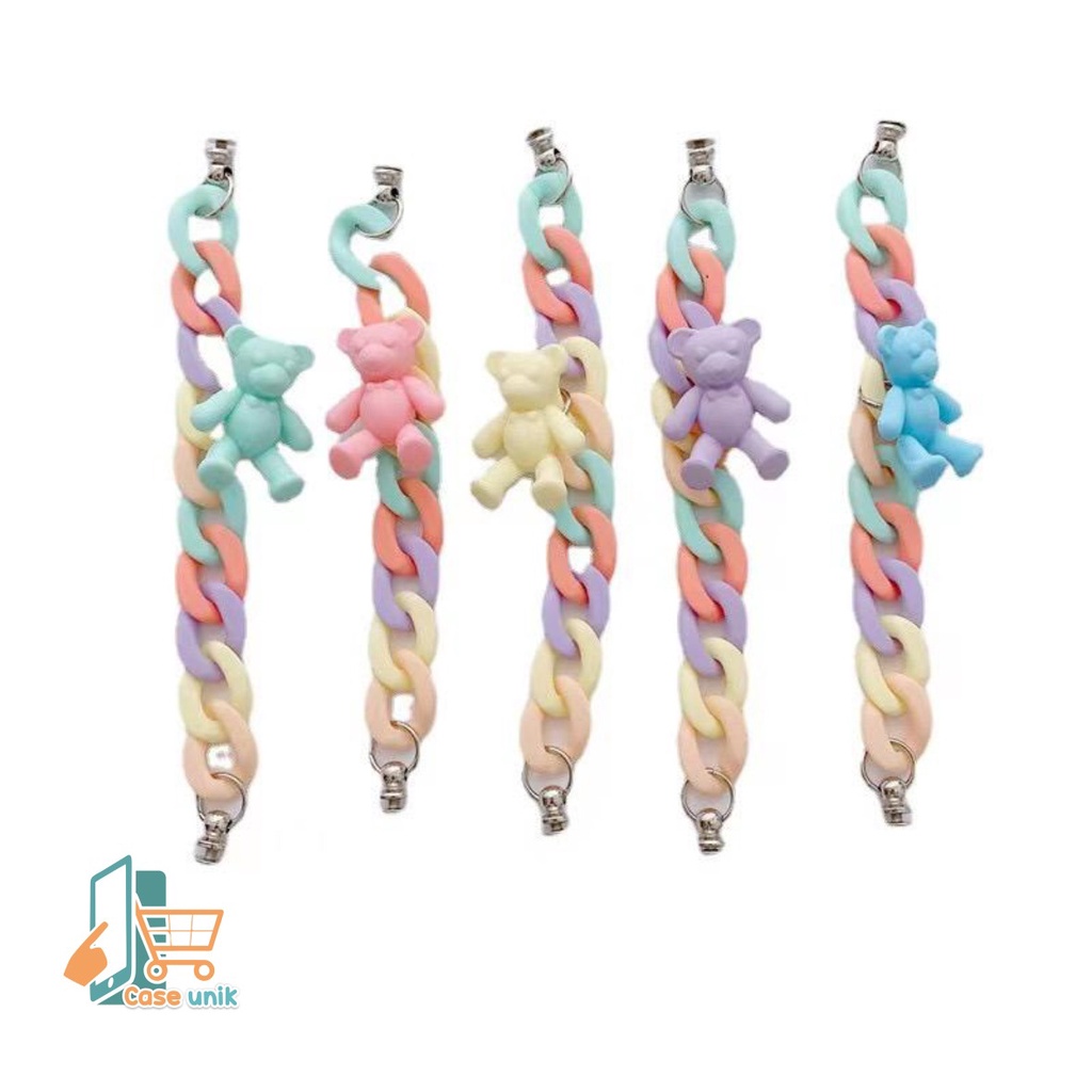 PAKET GELANG TALI RANTAI BAUT SLINGCASE SLING RANTAI BERUANG RAINBOW LANYARD UNIVERSAL CANDY KOPER CHOICE DOVE CS3611