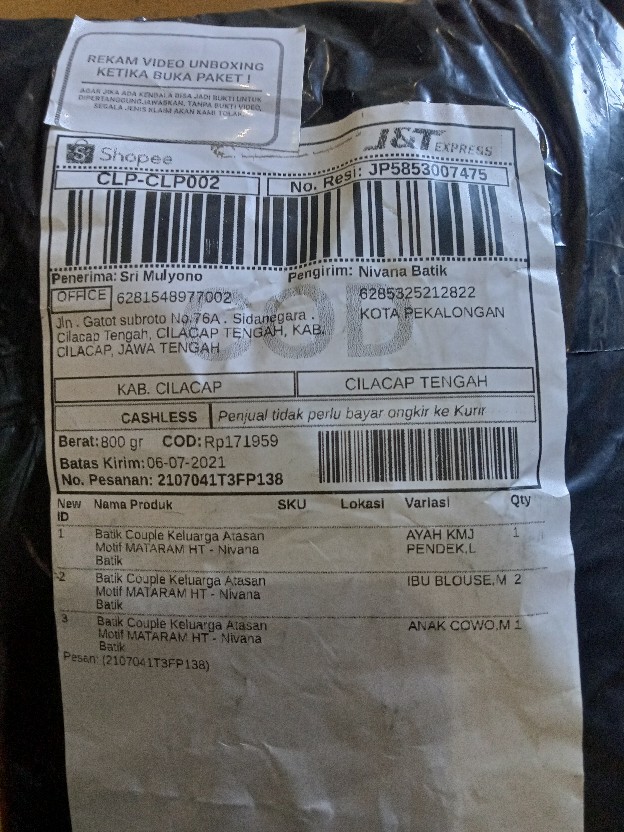 Batik Couple Keluarga Atasan Motif Mataram Ht - Nivana Batik