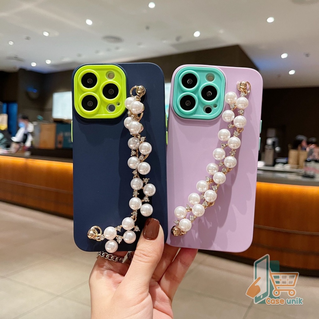 SOFTCASE NALLE RANTAI MUTIARA MACARON CANDY KOPER 2IN1 PROTECTION REALME 5 5I C3 8 PRO 9 8 V13 PRO CS4537