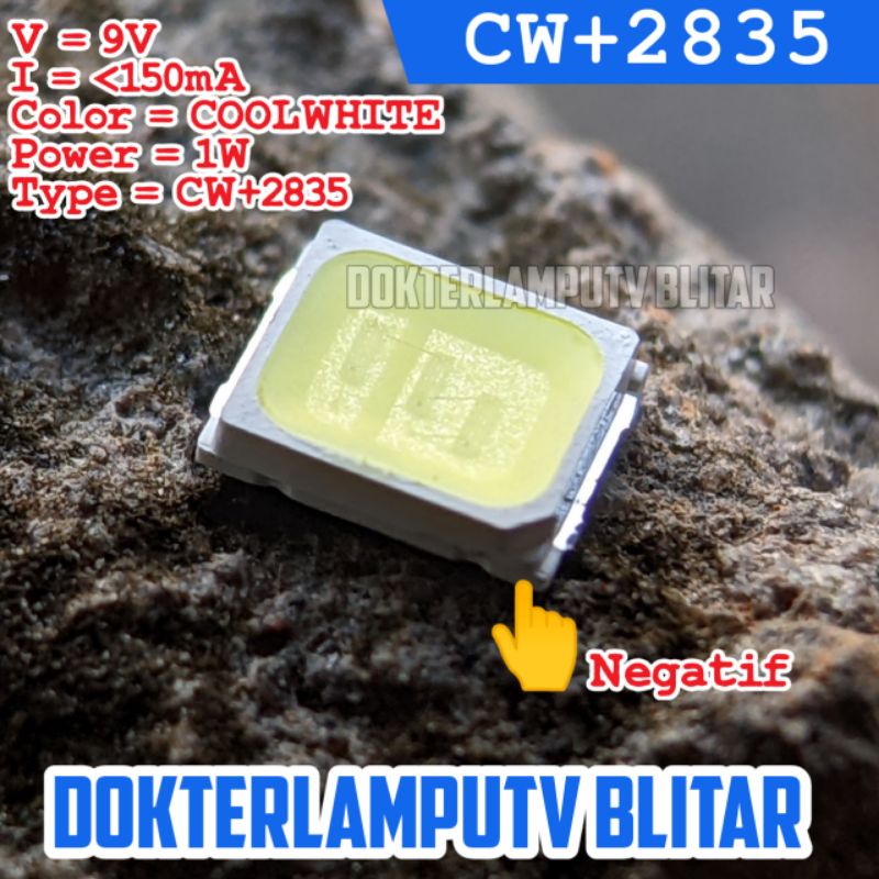 LED SMD CW+2835 9V 6V 1W 7500K CRYSTAL WHITE PALING PUTIH DOKTERLAMPUTV