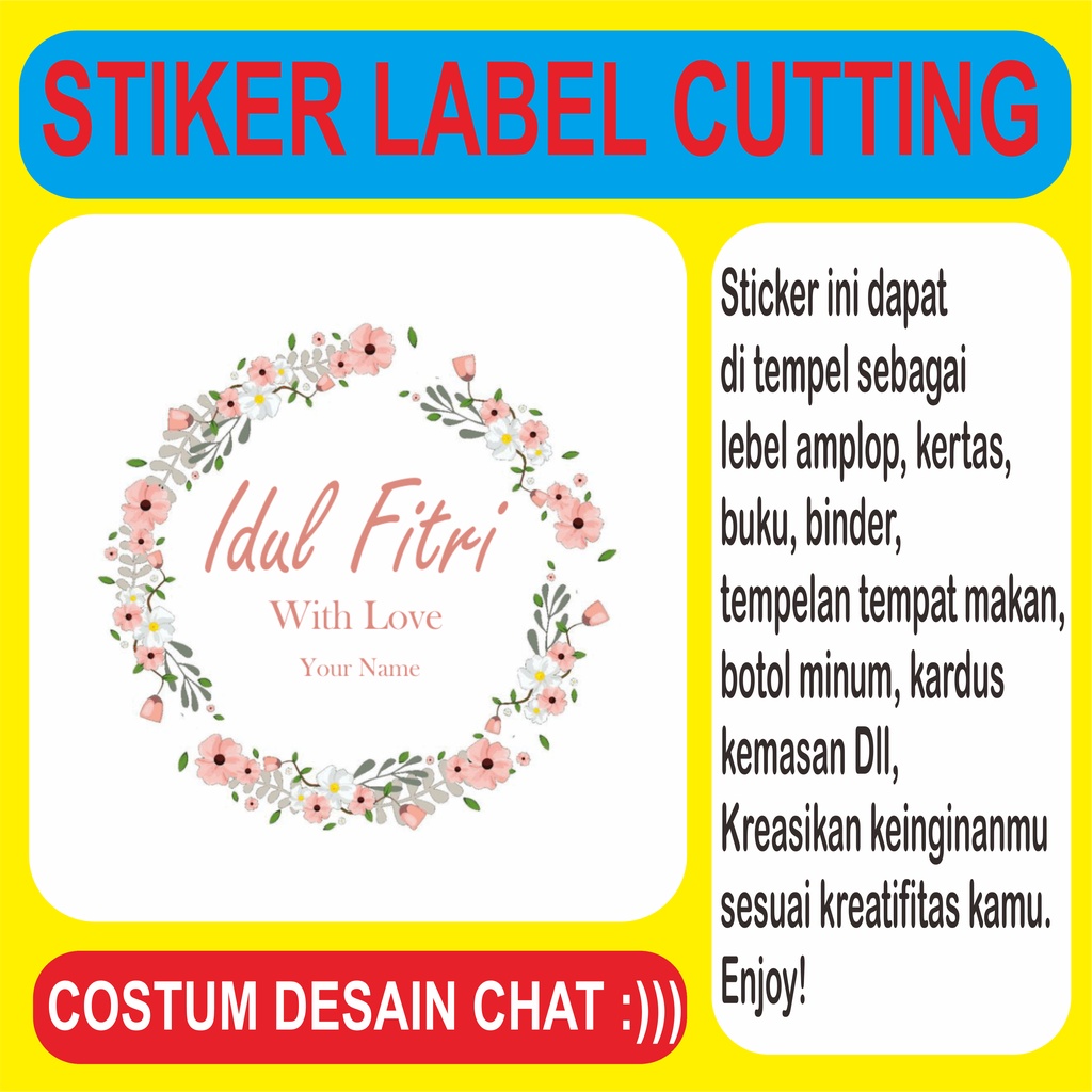 

Sticker Label Cutting Idul Fitri Packaging Minuman amplop custom snack stiker