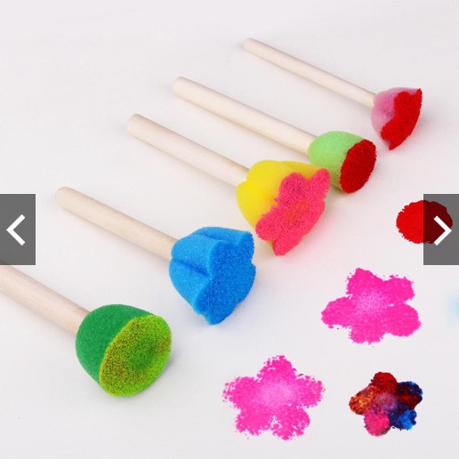 5pcs/SET Wooden Sponge Graffiti Painting Brush EDUKASI LUKIS CAT KAYU