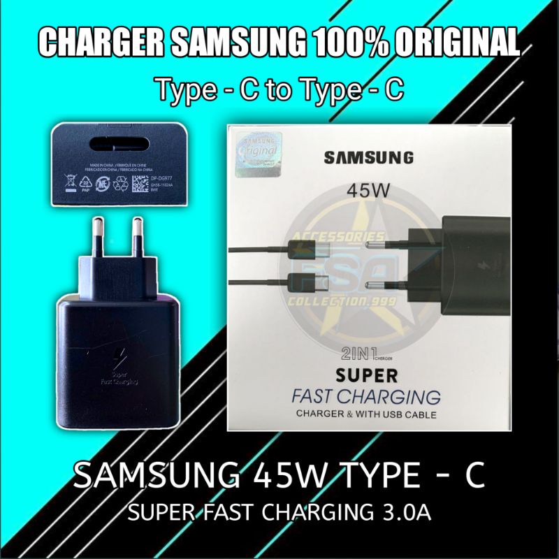 Charger Samsung Type C Super Fast Charging 45 Watt - Kabel C to C Original Samsung S21/S21+/S21 ultra