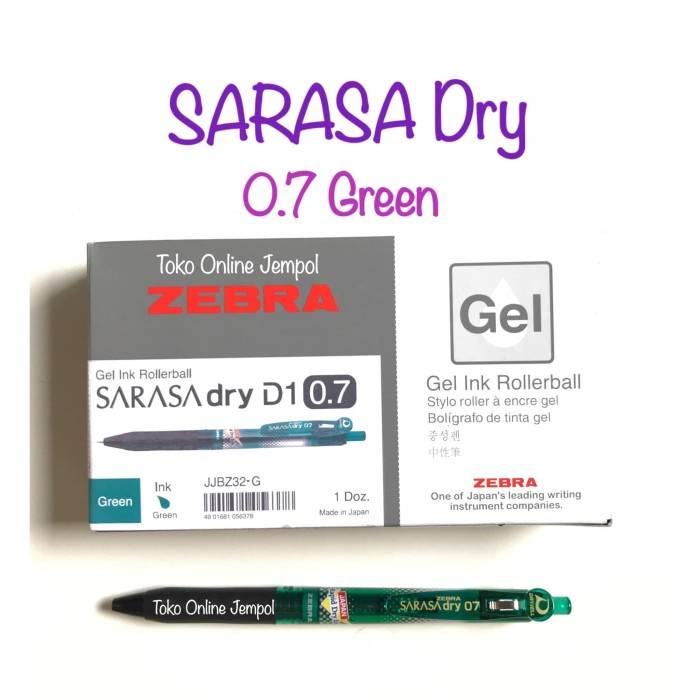 

Terbatas Atk0831Sr 0.7 Hijau Sarasa Dry Jjzb32-G Dryjell 0,7 Ballpoint Gel Ink Sale!!!