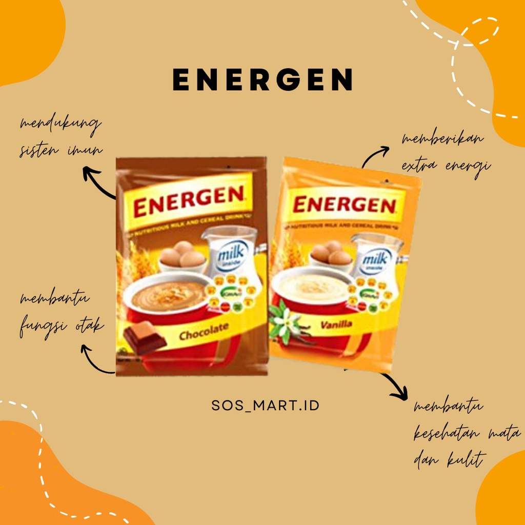 

Energen Cereal Instant Varian Chocolate & Vanilla Isi 10x29gr