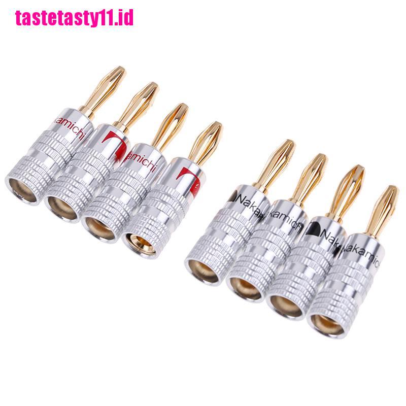 【TTID】4pcs 2pairs 24K Gold Plated Speaker banana plug Audio Jack connector