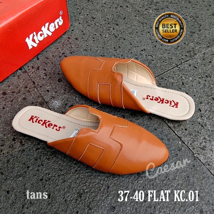 Selop Branded Kulit Wanita Kickers Sepatu Sandal Cewek Perempuan Ibu