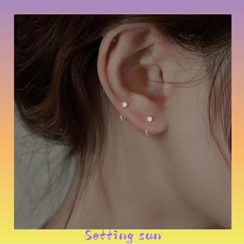 Anting Zirkon Temperamen Fashion Wanita Tidur Gratis Melepas Anting-Anting Trendi Yang Indah TN TN