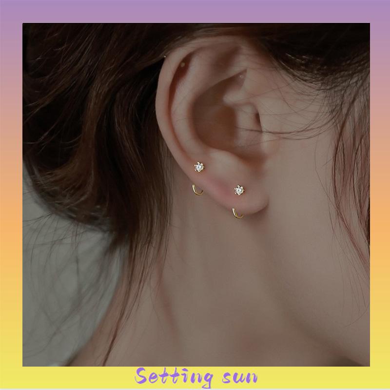 Anting Zirkon Temperamen Fashion Wanita Tidur Gratis Melepas Anting-Anting Trendi Yang Indah TN TN