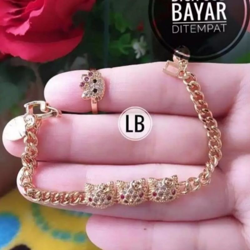 Gelang Kitty dan Cincin Kitty Satu Set Terbaru