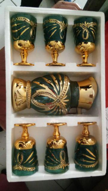 Teko Dan Gelas - Teko Air Zam Zam Kaca Glass - Oleh Oleh Haji Dan Umroh